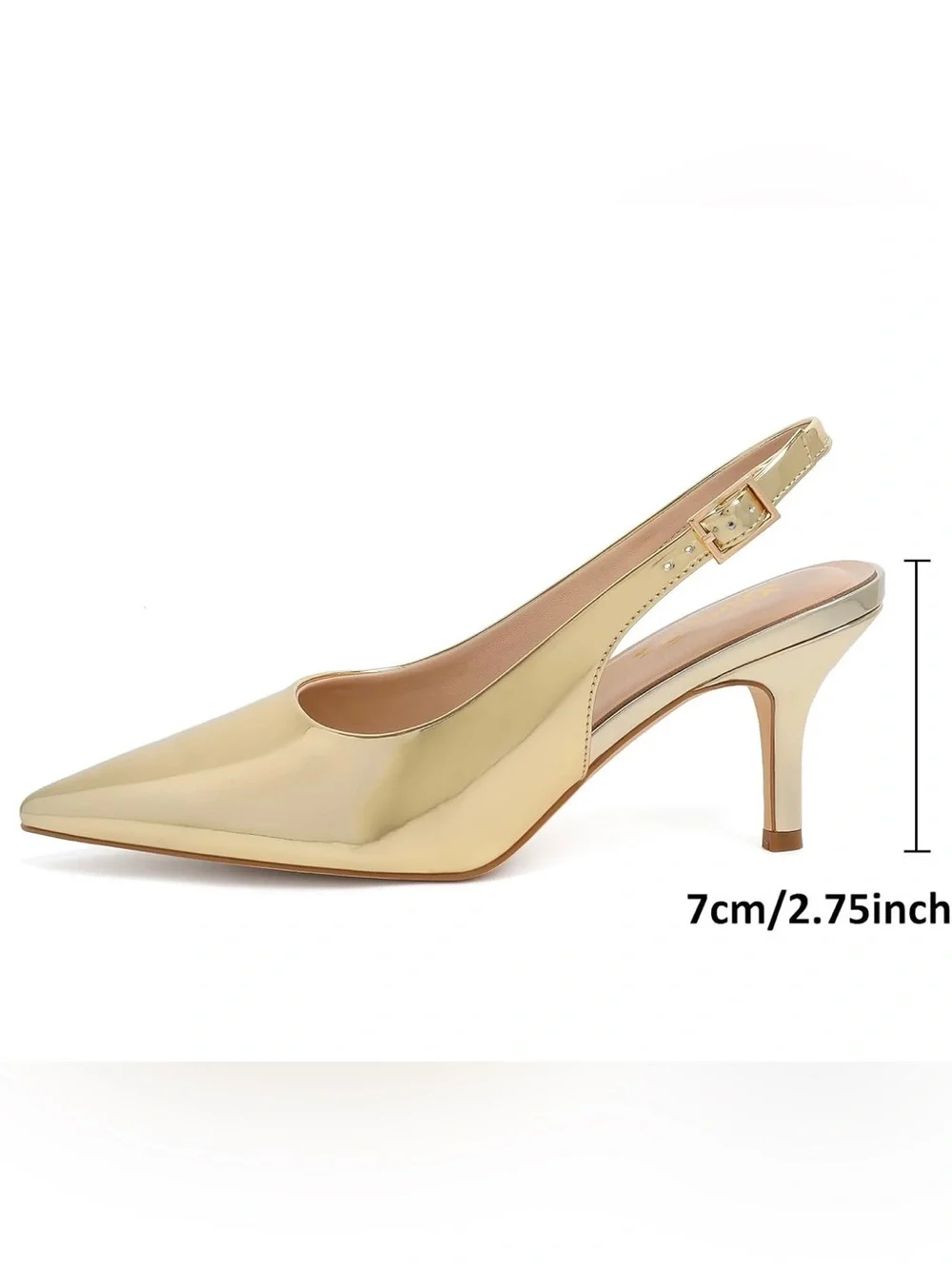 Gold Metallic Slingback Kitten Heels | Size 8 (Fits Like 7.5) | Like New ✨